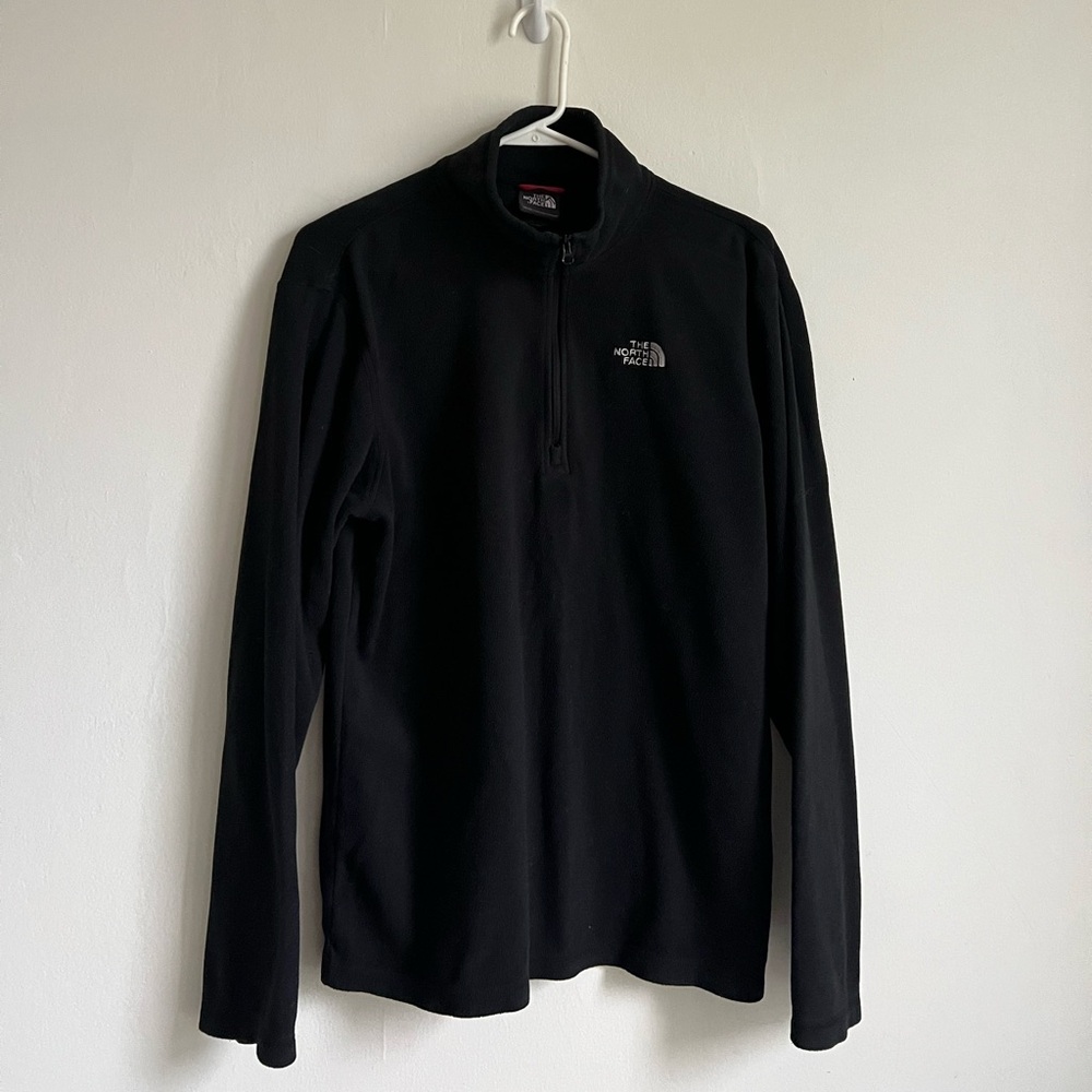 SMALL the north face men’s fleece pullover quarter zip black zipper